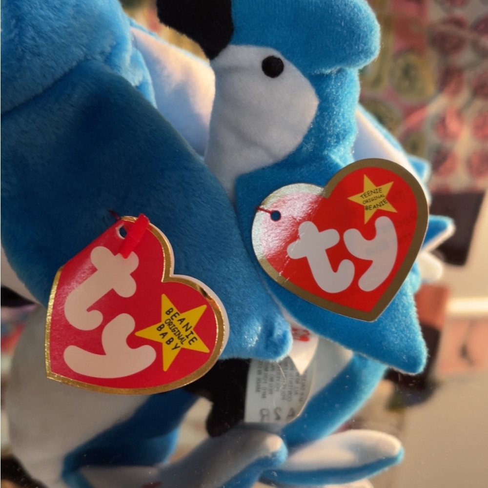 ‘98 - Ty Rocket BlueJay Beanie & Teenie Beanie Baby - Picture 3 of 12